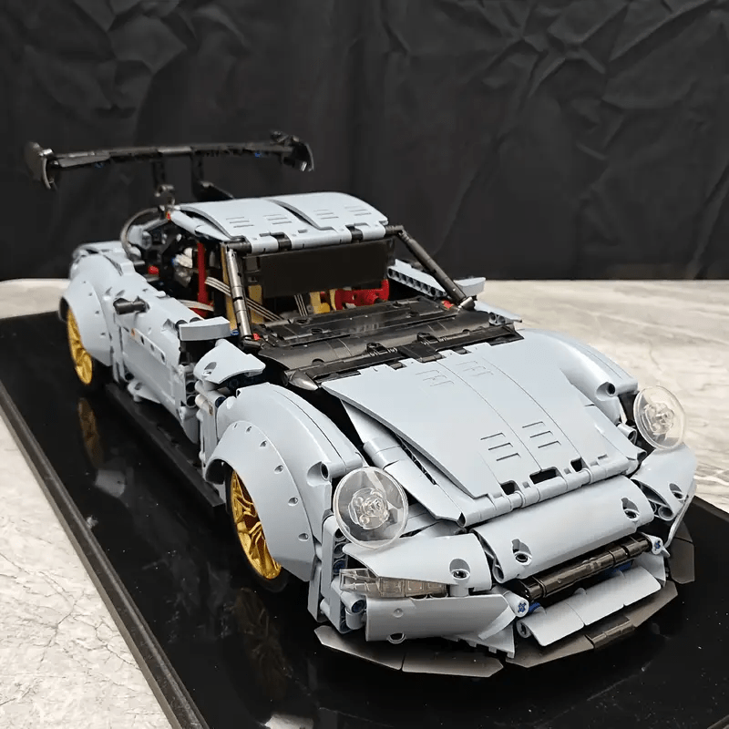 2100pcs Cool Toys for Men Creative Misty Blue Lowrider Sports Car Building Blocks Model Fashionable Model Desktop Ornament Room Decoration, Home, Adult Building, Valentine'S Day Gifts