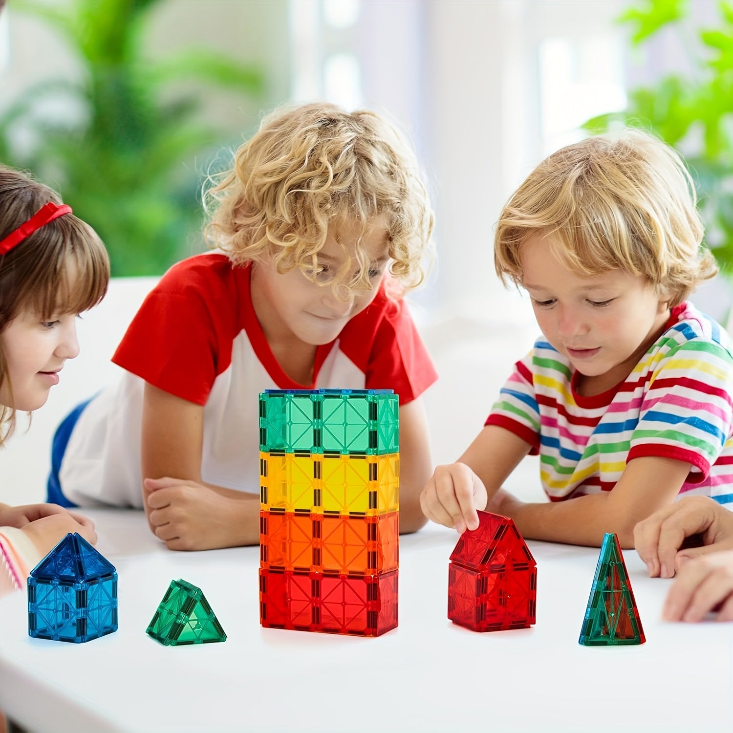 Magnetic Tiles 120pcs with 2 Cars, STEM Approved Educational Magnet Building Toys, Magnet Puzzles Stacking Blocks for Boys Girls