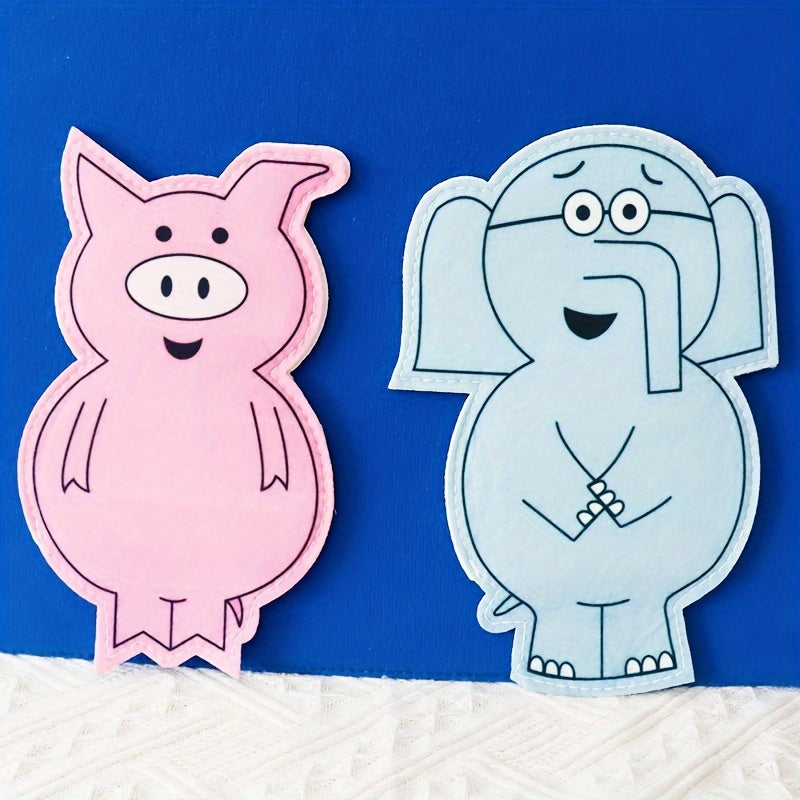 Hand Puppets of Elephant And Piggie - Props for Storytelling Performances, Interactive Teaching Tools for Classrooms by Hoojojo