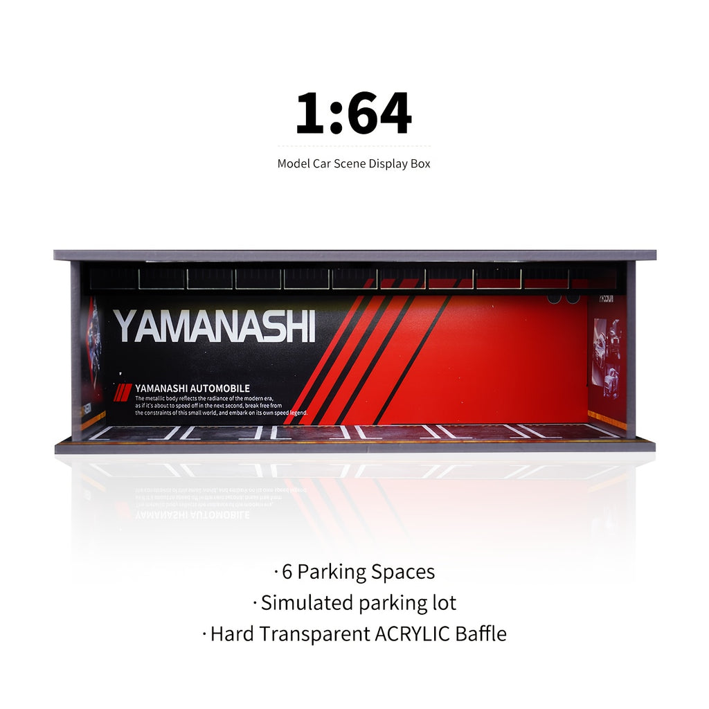 [LED Light Diecast Display Case] LED Light Acrylic Cover Diecast Display Case - 1/64 Scale Die-cast Model Car Parking Garage Dioramas with 6 Parking Spaces
