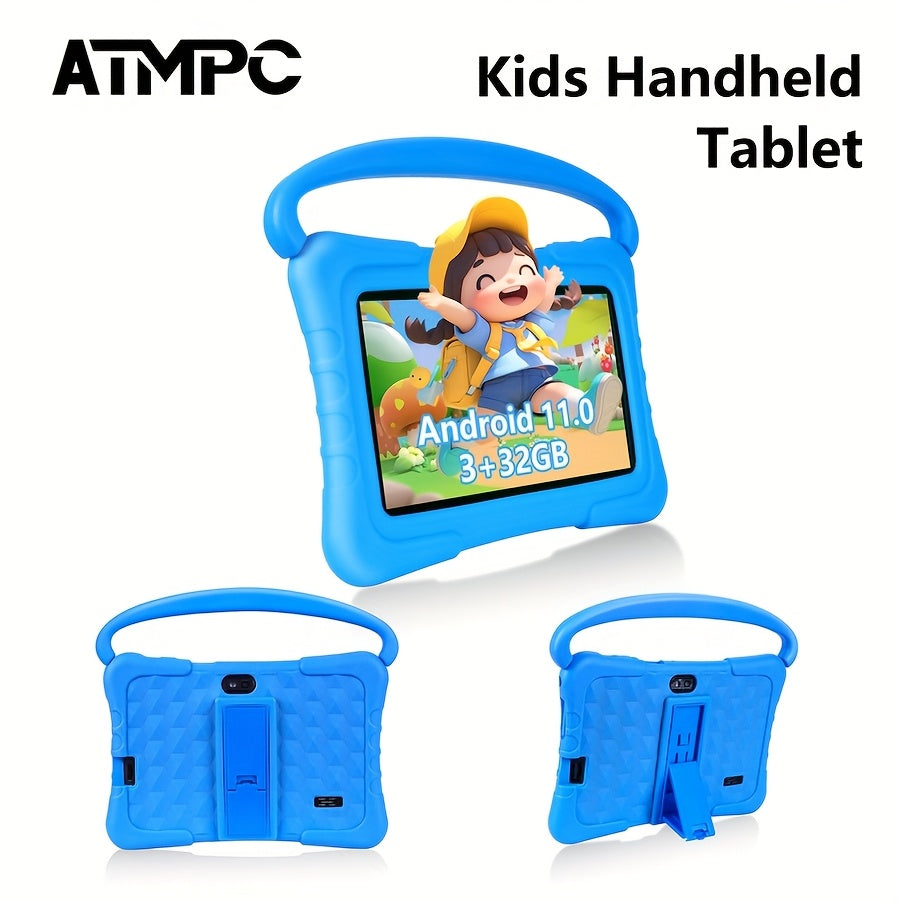 ATMPC 7 Inch Kids Handheld Tablet PC, Android 11 Tablet, 3GB RAM+32GB ROM, WIFI,DualCameras, Parental Controls App, Educational Games, Children's Mini Game, LearningMachine, Learning Tablet, New Year's Gift, Children's Enlightenment Tools