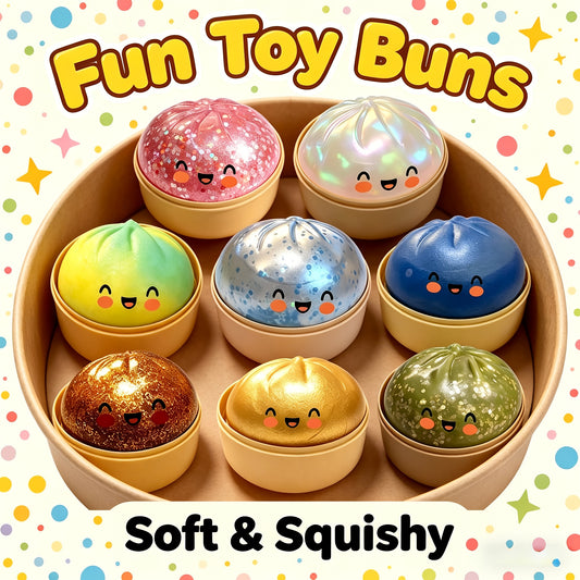 Multi-Item Party Favor Pack, 3 pcs Glitter Dumpling Squishy Stress Balls, 2026 Upgrade Glitter Dumpling Squishy Box, Fidget Sensory Toy, Colorful Dumplings, Stocking Stuffers with Steamer Stretchy Desk Toys, Random Colors