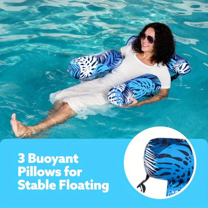 SYNCFUN 1/2 Pack Leaf Design Floating Lounger - Inflatable Pool Chair For Adults, Portable Summer Float For Beach, Lake & Pool Parties