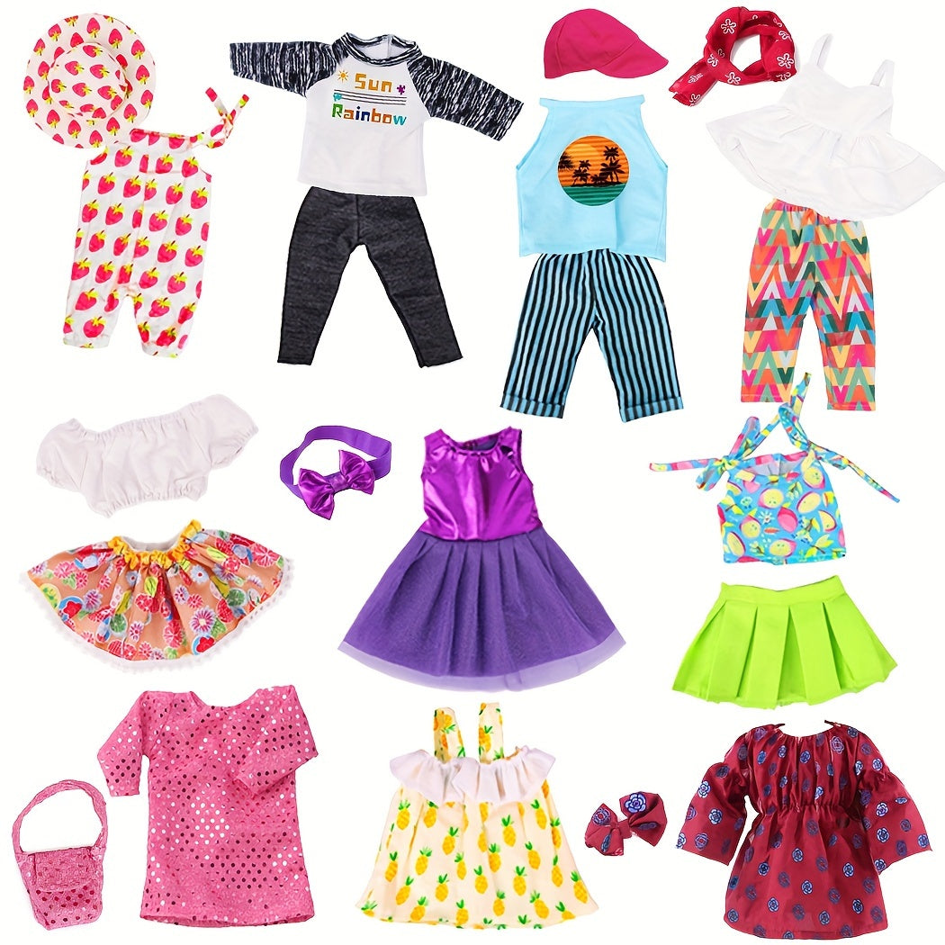 10 Sets 18 Inch Doll Clothes 18 Inch Doll Clothes And Accessories Fit for 18 Inch Dolls 18 Inch Girl Doll.Christmas Gift for Kids Aged 3+(No Shoes)