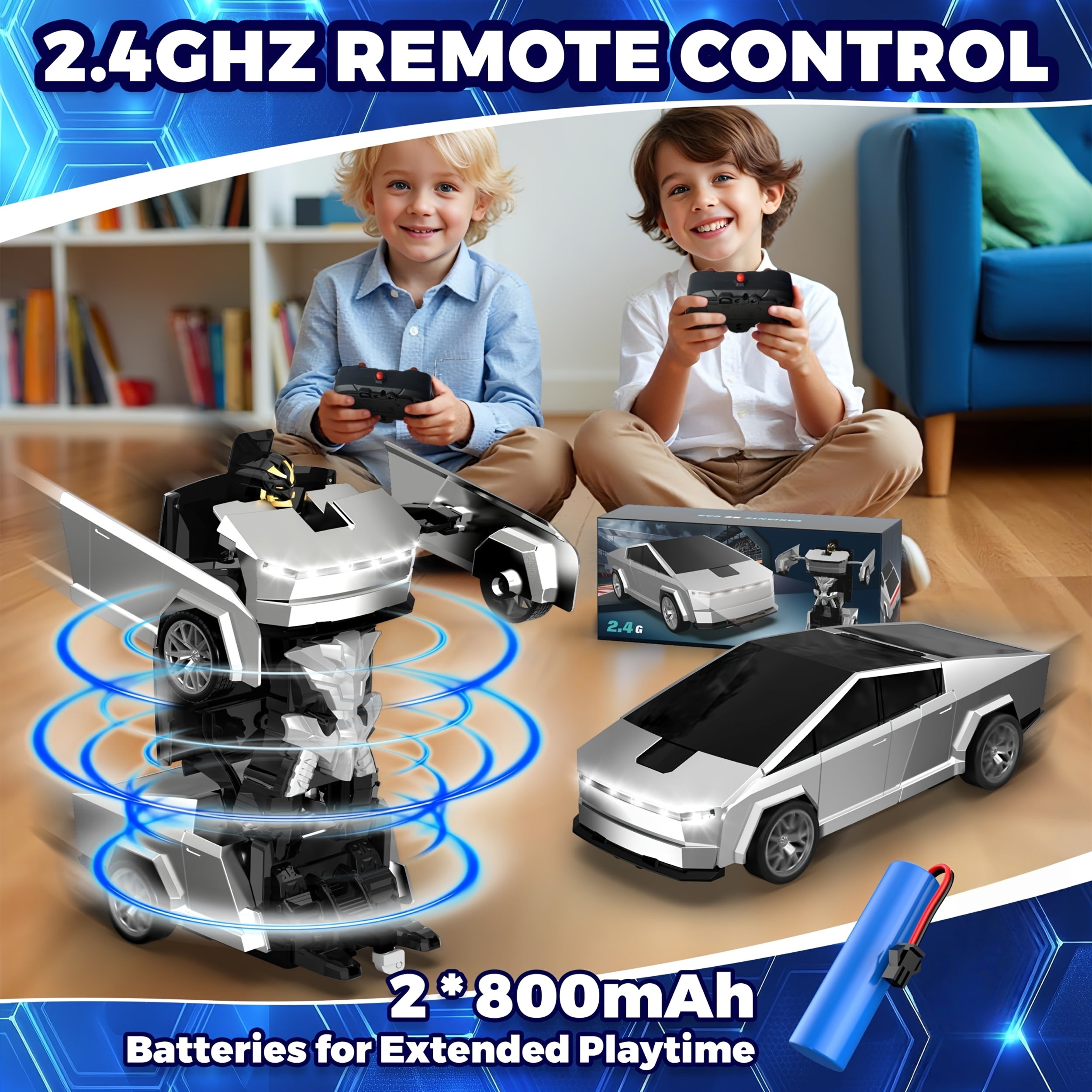 Remote-controlled Car, One-button Transforming Robot Toy Car With Cool LED Headlights, 1:18 Scale, 360-degree Spinning And Drifting, Perfect As A Christmas Gift, Birthday Gift, Or Easter Gift For Boys And Girls