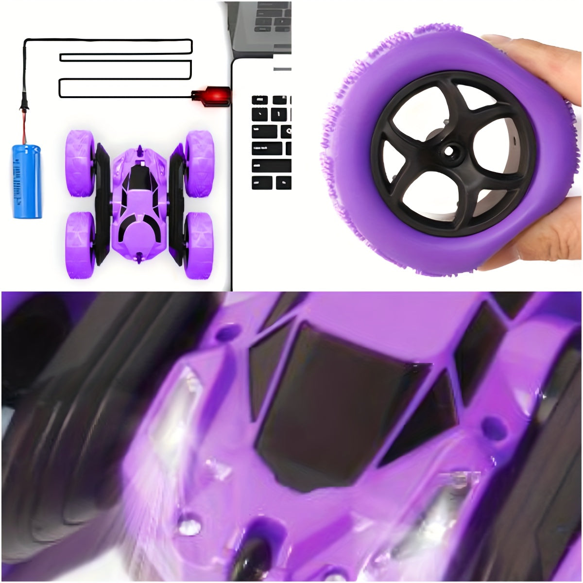Double-Sided RC Stunt Car for Kids Ages 6+, 2.4GHz 360° Rotating Remote Control Flip Car with Headlights, 1400mAh Rechargeable Battery, Birthday And Christmas Gift