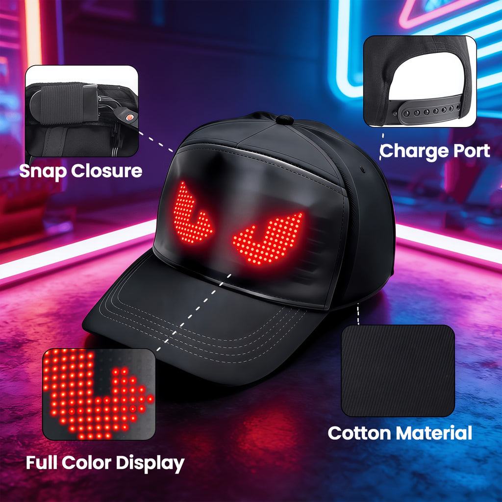 4Th of July Decor: 2026 New LED Hat, Controlled Via Multilingual App for Editing of Lights (Text, Music, Images, Drawings), Suitable for Parties, Club Dance Voting, a Cool And Trendy Gift, Suitable for Boys And Girls, Father'S Day Gift