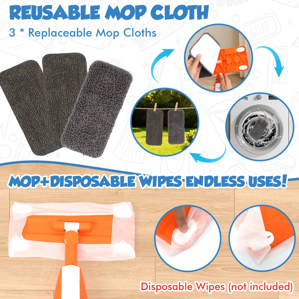 Kids Spray Mop - Real Work Cleaning Toy Kit with Water Sprayer & Washable Pad, Children's Play House Toys - Mini Mop & Broom - Interactive Learning Toy for Children 3+ Years Old, Best for Christmas, Perfect for Thanksgiving, Birthday Gifts