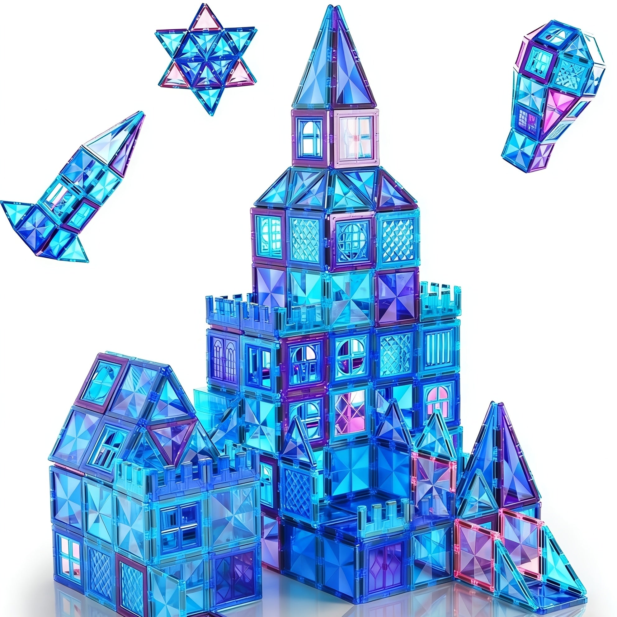 Magnetic Tile 3D Toy Suitable for Boys And Girls' Education, Magnetic Building Blocks for Girls' Toys, Princess Castle Birthday Gift