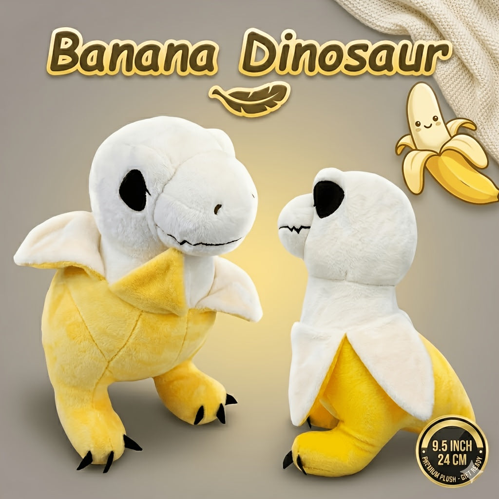 Banana Dinosaur Plush Toy, 9.5 Inches Cute Cartoon Tyrannosaurus Anime Dragon Game Toy, Fruit Soft Plushies, Animal Pet Pillow Sleeping Doll Toy Halloween Birthday Gift for Friend, Room Decoration