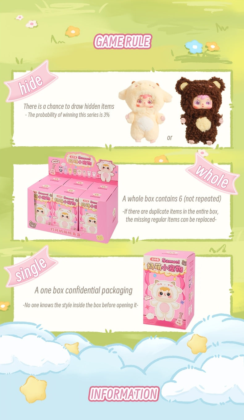 Samuel Cute Pet Series Plush Healing Doll, Cute Rabbit, Bear, Mianyang Shaped, Comes with Hanging Accessories And Birthday Gifts, Style Random 1pc