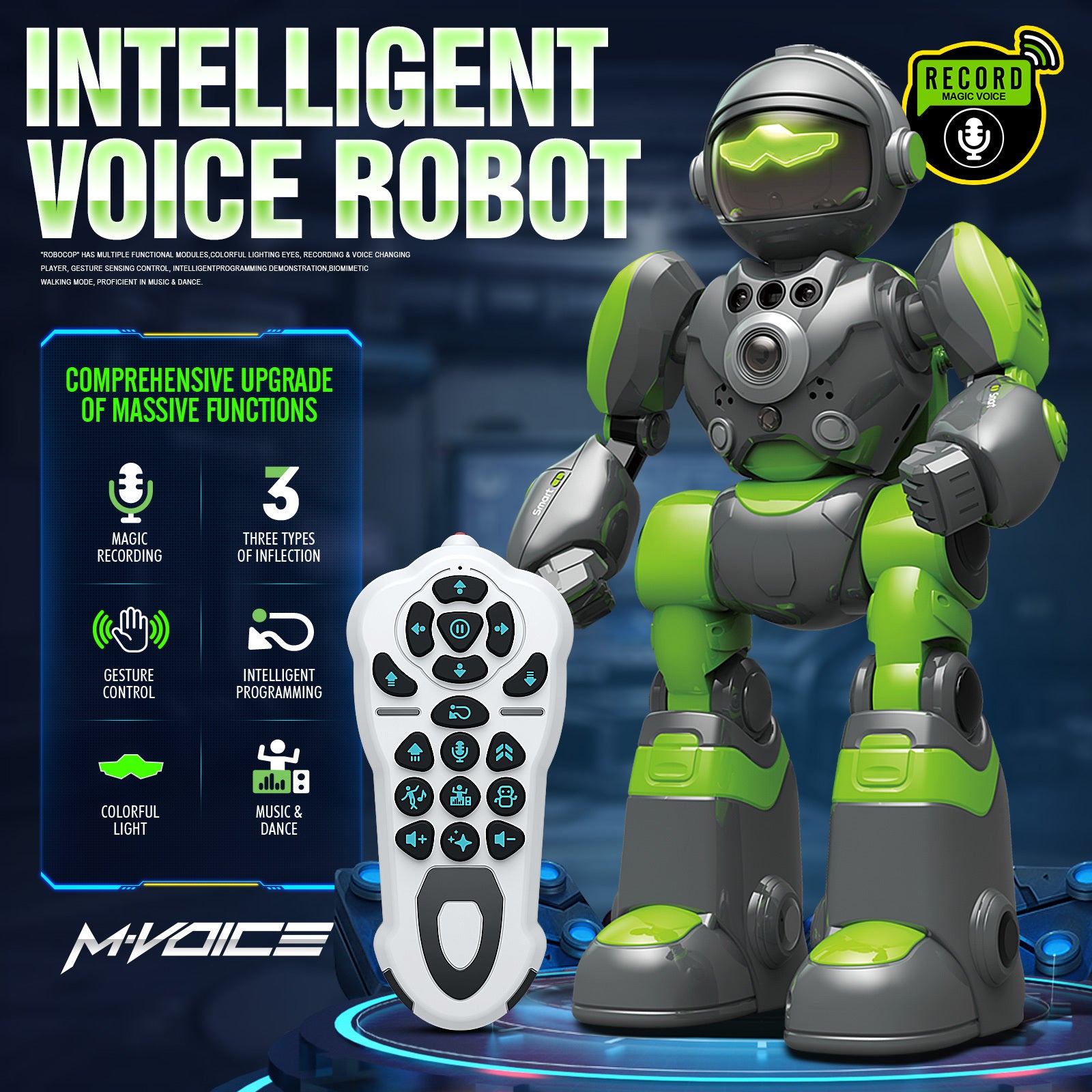 Voice Control Robot Remote Control Robo Toys Infrared RC Robots with Gesture Control LED and Voice Interactive Intelligent Warriors as Gift for Kids