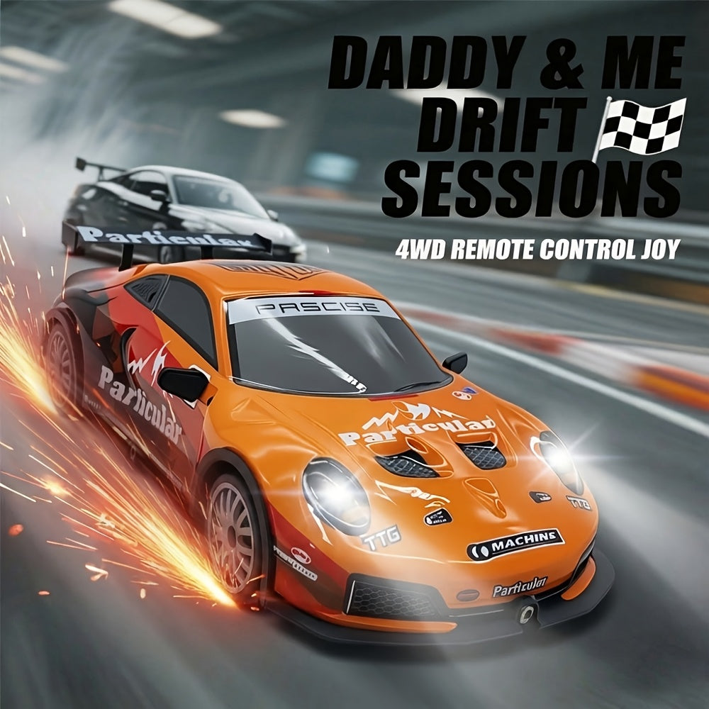 AmericanNew RCDriftCar 1:24Scale4WD 2.4GHZ28km/hHighSpeed Alloy MetalPlastic MaterialCrashResistant RacingCarWith Drift Tires, BarricadesAnd LEDLights 2Batteries ChristmasBirthday Gift ForBoysAndGirls, Crash Resistant Car, Sporty Design, Durable