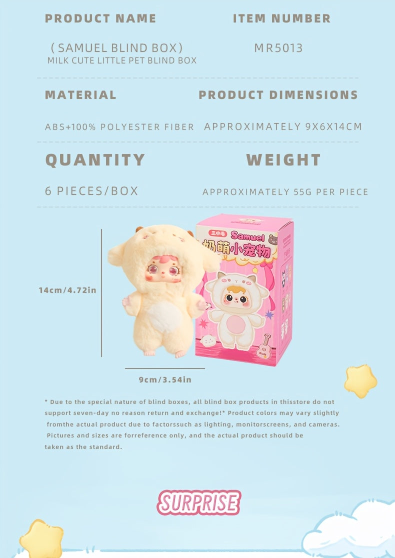 Samuel Cute Pet Series Plush Healing Doll, Cute Rabbit, Bear, Mianyang Shaped, Comes with Hanging Accessories And Birthday Gifts, Style Random 1pc