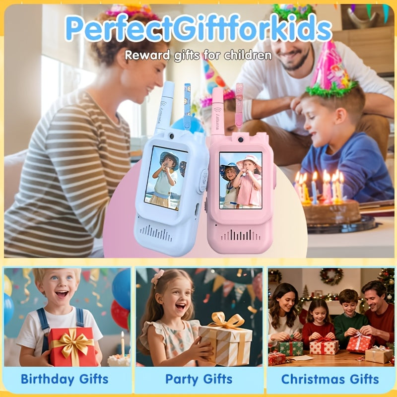 2pcs Children's Walkie-talkie Toys, 2.4GHz Wireless Walkie-talkies with Video Call And Voice-changing Functions, Equipped with High-definition Cameras, Long-distance Communication, Suitable for Children Aged 3-14, Ideal for Outdoor Play