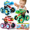 3 Packs Monster Truck Toy for Kids, Motion Activated Light-Up Cars for Toddlers - Monster Glow Rover LED Lightning Wheels, Press And Go Dinosaur Trucks, Baby Toy Present, Perfect Easter Birthday Gifts for Boys And Girls Age 708.66inch+
