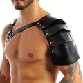 Single PU Leather Shoulder Armor Warrior Shoulder Armor with Belt Costume Dress Up Props for Men