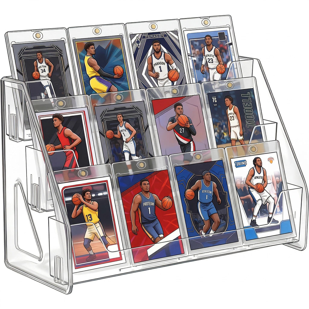 3/5-Tier Vertical Collectible Card Display Stand Compatible for PSA BGS SGC Graded Cards, Snap-in Assembly Suitable for Baseball & Basketball Trading Card Showcase, Desktop Holder for PSA/BGS/SGC Card Display