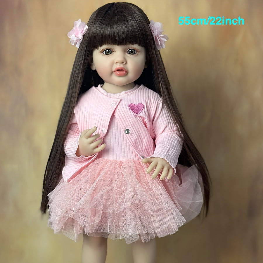[Birthday Gift] 55cm 22inch Reborn Youngsters Full Body Soft Vinyl Lifelike Can Stand Princess Girl Doll Youngsters Bebe Youngsters Birthday Gift