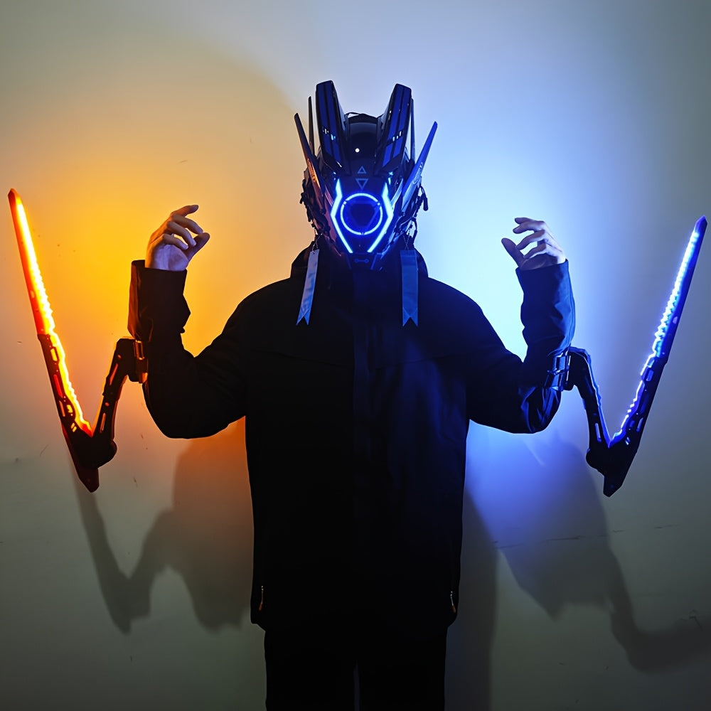 [Halloween Christmas] 2pcs Cyberpunk LED Luminous Mantis Knife, A Futuristic Role-playing Suitable For Both Men And Women, Perfect For Halloween, Christmas, And Costume Party Decoration, Halloween Costume Matching