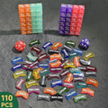 Counter Dice Set -110pcs 12mm/0.47inch 6 Sided +1/-1 Tokens Dice D20 Dices Set & M Keyword Counters Tokens for This Great Magic, TCG, Card Games Accessories