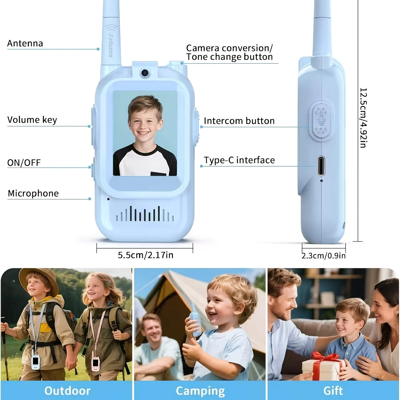 2pcs Children's Walkie-talkie Toys, 2.4GHz Wireless Walkie-talkies with Video Call And Voice-changing Functions, Equipped with High-definition Cameras, Long-distance Communication, Suitable for Children Aged 3-14, Ideal for Outdoor Play