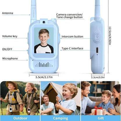 2pcs Children's Walkie-talkie Toys, 2.4GHz Wireless Walkie-talkies with Video Call And Voice-changing Functions, Equipped with High-definition Cameras, Long-distance Communication, Suitable for Children Aged 3-14, Ideal for Outdoor Play