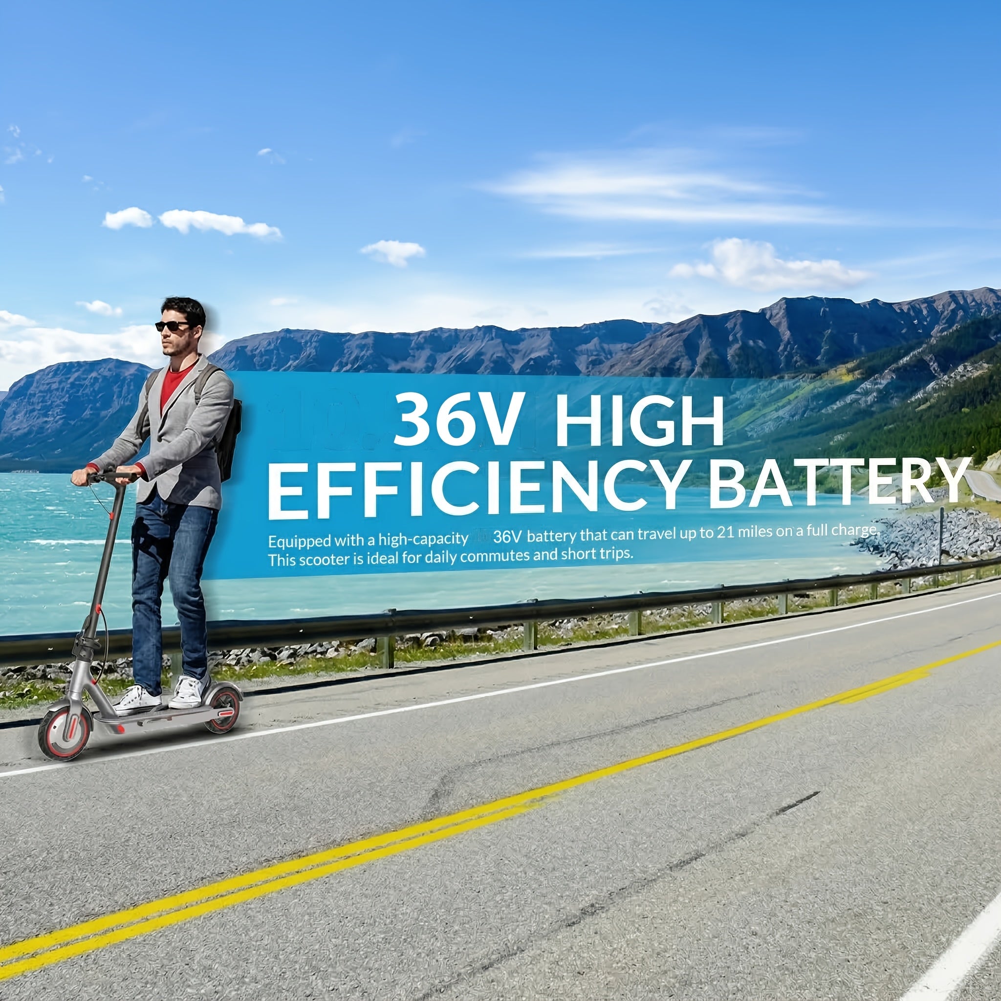 [Foldable Electric Scooter] Long-Range Adult Electric Scooter with a Powerful 350W Motor, Top Speed of 19 Mph, Up to 21 Miles of Range, 8.5-Inch Solid Tires, Foldable Commuter Electric Scooter with APP Control, Dual-Brake System, LED Lights, And Portable