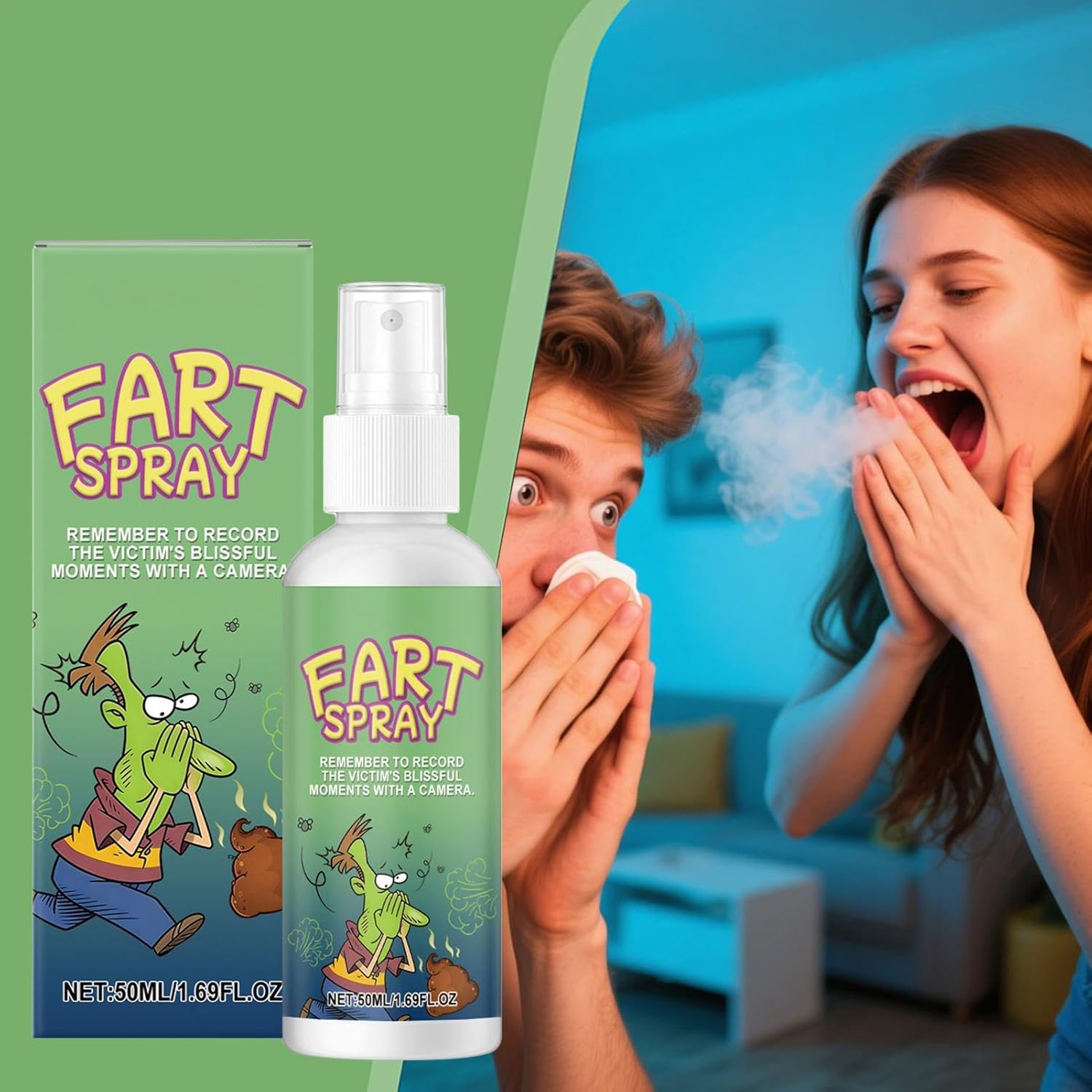 Funny Prank Fart Spray, a Must-have Spray for Parties and Pranks. This Odor Spray Has a Realistic Smell, Making It a Hilarious Prop, Prank Toy, and Game. A Fun and Novel Gag Gift, Perfect for April Fool's Day Pranks.