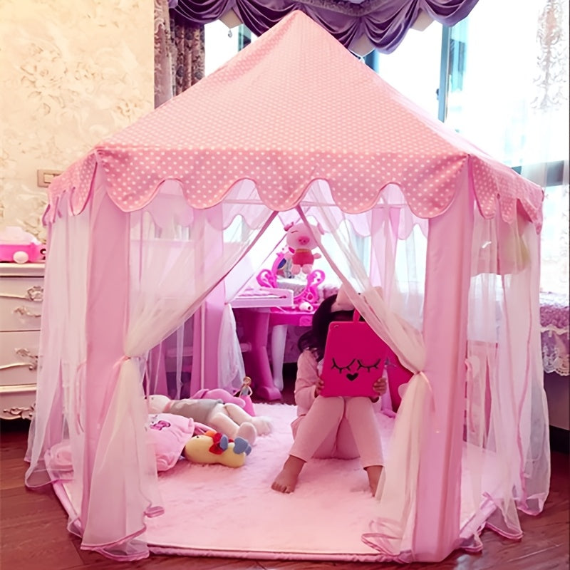 [Birthday Surprise Gift] Pink Princess Hexagon Game Tent, Indoor Dream Castle Gauze Curtain Small House, Girl Pretend Play Secret Base, Baby Reading Corner Toy House, Parent-Child Interactive Game House, Girlie Heart Atmosphere Kids Room Decoration, Birth