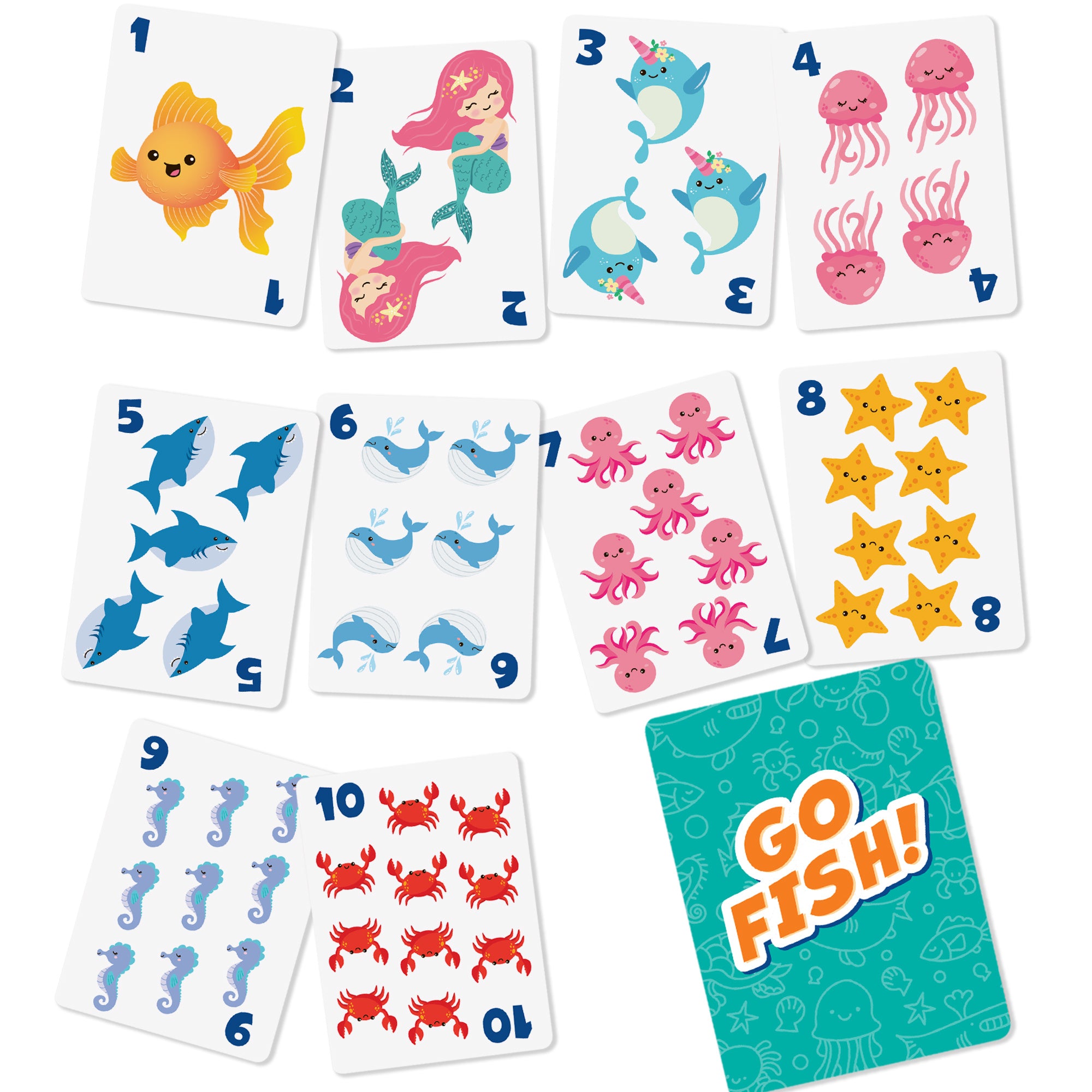 2/3/4 Decks Card Games for Kids, Go Fish, Old Maid, Memory Match, Crazy Eights, Animal Playing Cards, Card Game Playing Cards for Boys Girls Ages 4+, for Game Nights and Family Gatherings, Gifts for Birthday Christmas