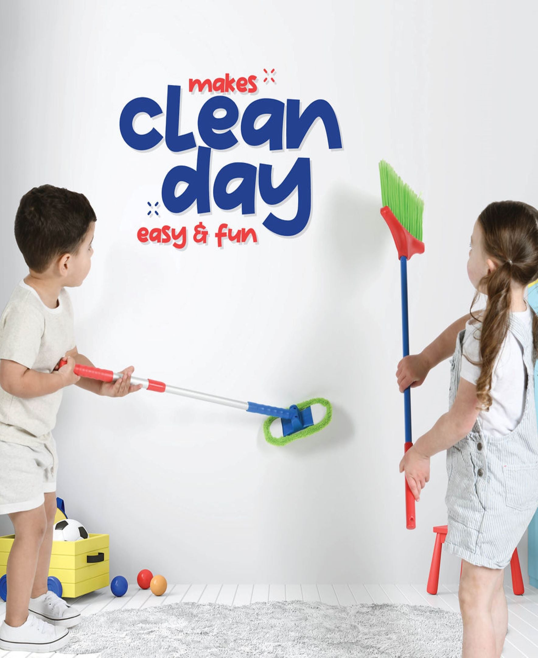 Play22 Kids Cleaning Set 4 Piece - Toy Cleaning Set includes Broom, Mop, Brush, Dust Pan - Toy KitchenCleaning Set