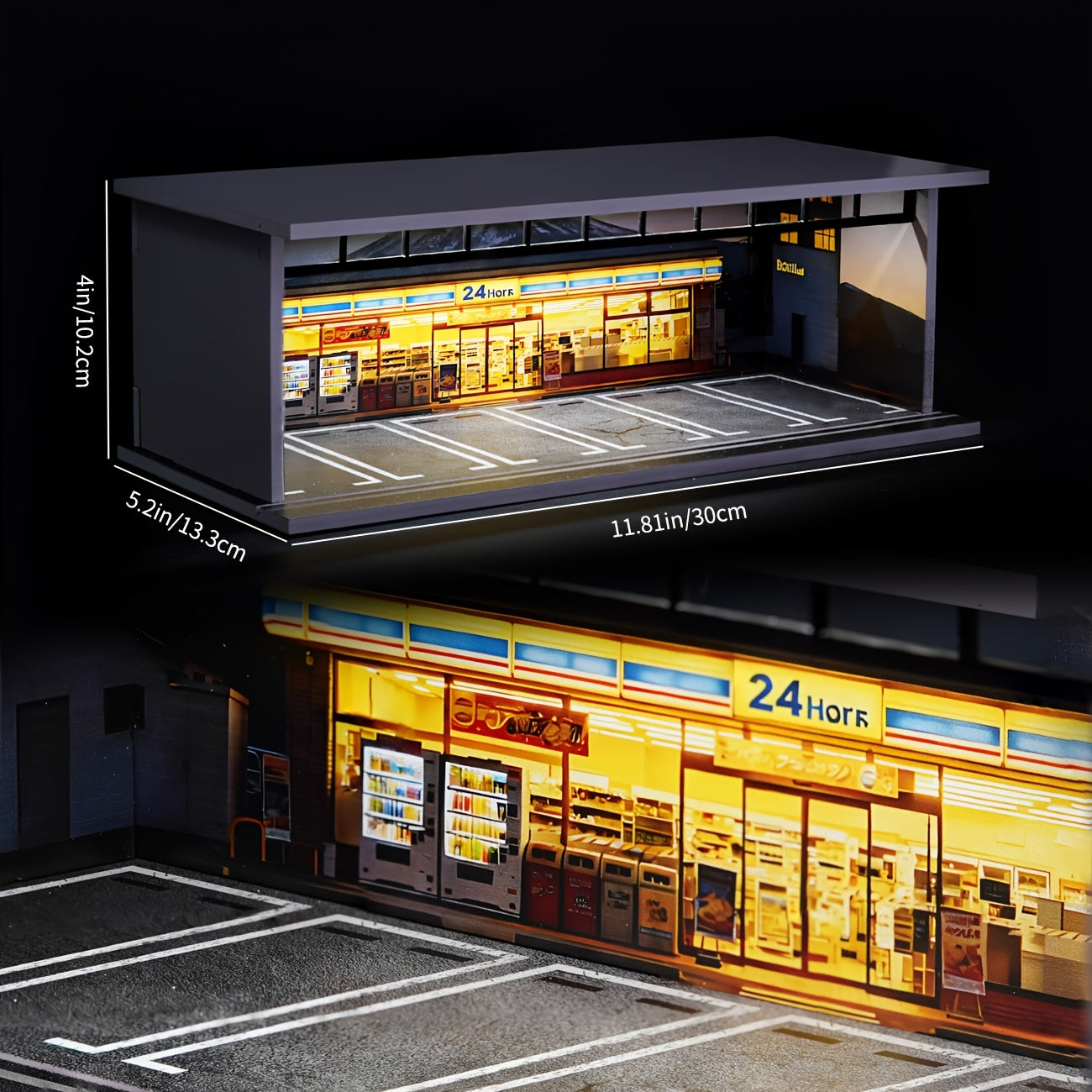 LED Light Up 1:64 Scale Garage Diorama | 6 Car Capacity, Clear Acrylic & Dust-Proof Design, Expandable Showcase, Perfect Gift for Collectors, PVC Material