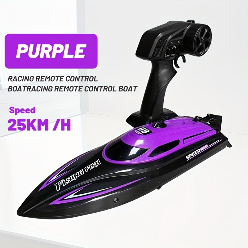 High Speed Remote Control Motor Speedboat, Up To 25km/ H Speed, Ship Flip Reset, Low Power/ Overboard Night Light Tips, Specially Suitable As A Christmas, Halloween, Birthday