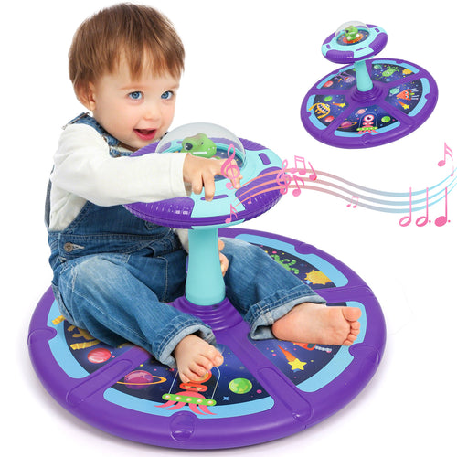 Dinosaur Sit And Spin Toy For Toddlers Girls Ages 18M+, Birthday Gift For Toddler, 360° Spin Seat Indoor Interactive Sensory Toy With Music