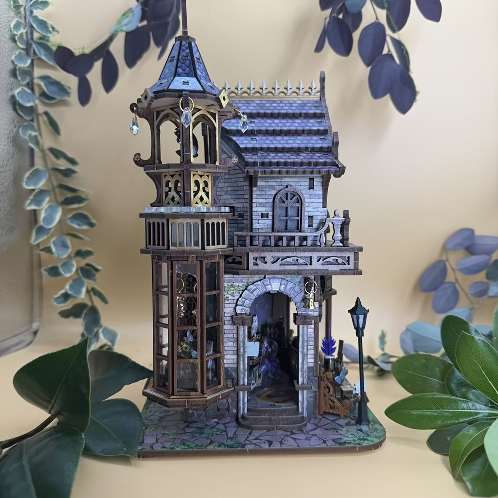 DIY Wood Building Bookhouse with Mechanical Movements - Compatible for Dollhouses, Miniature Model Building with Wood, Mechanical Link System Suitable for Collectors, Christmas/Thanksgiving Gift for &