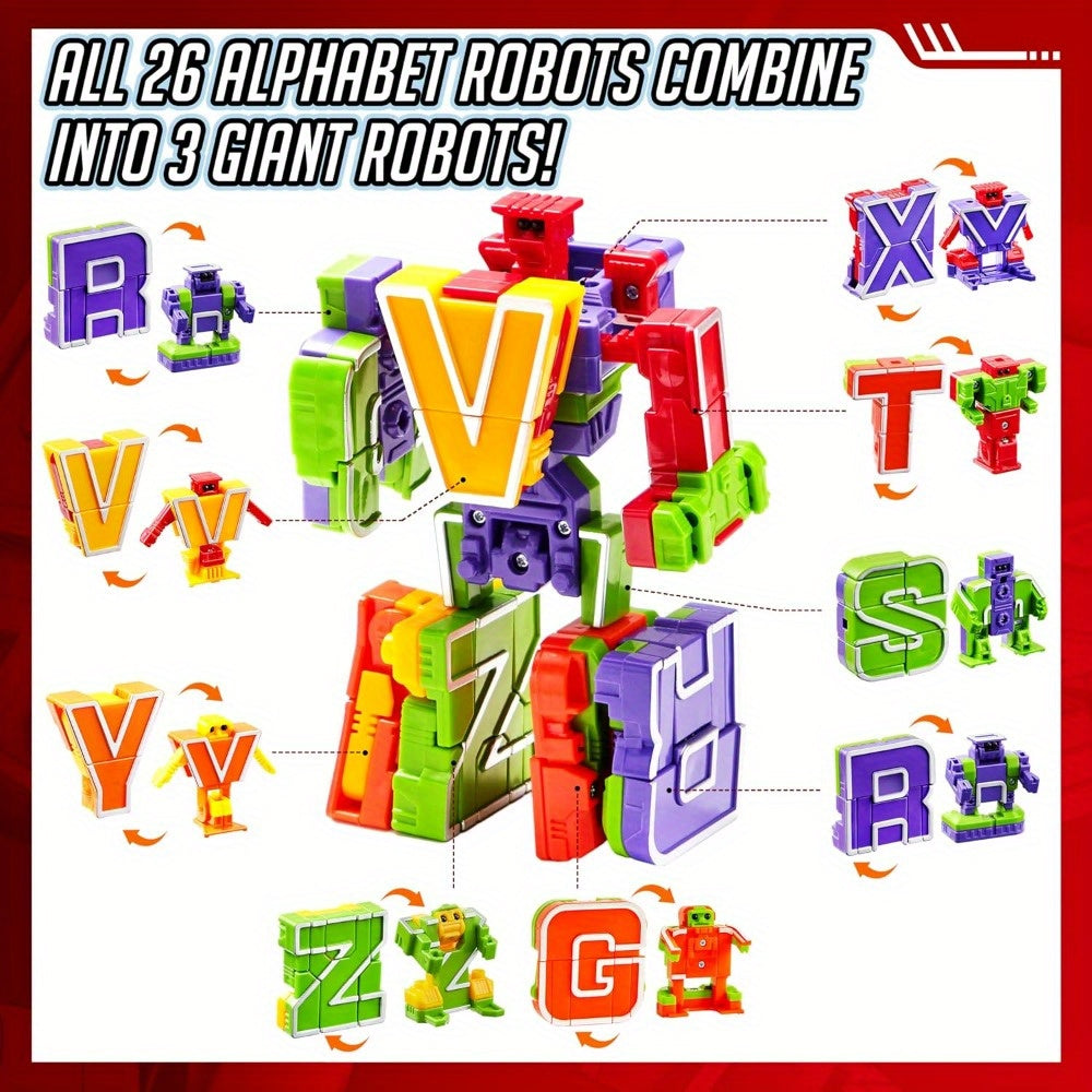 SYNCFUN Alphabet Robots Toys For Kids, ABC Learning Toys, Alphabots, Letters, Children Education Toy, Carnival Prizes, Christmas, Treasure Box And Prize For Classroom, Perfect Gifts For Boys And Girls, For Christmas Party And Christmas Toys.