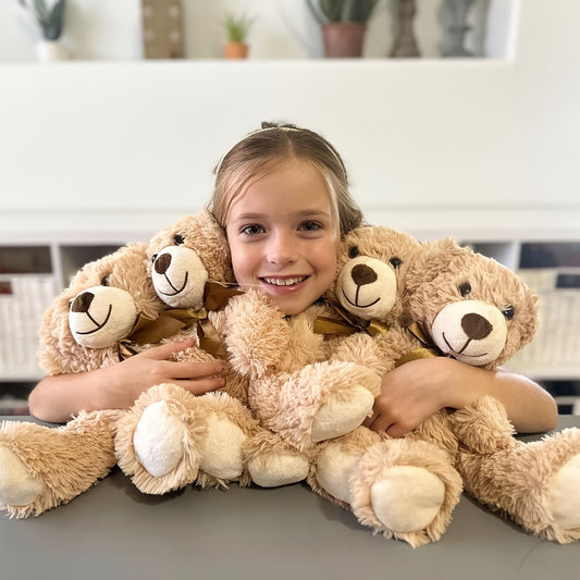 8 Bulk Teddy Bears, Small Khaki Plush Toys, Stuffed Animals in Bulk, Small Soft Bears, Plush Decorations for Weddings, Birthdays, Christmas, And Parties