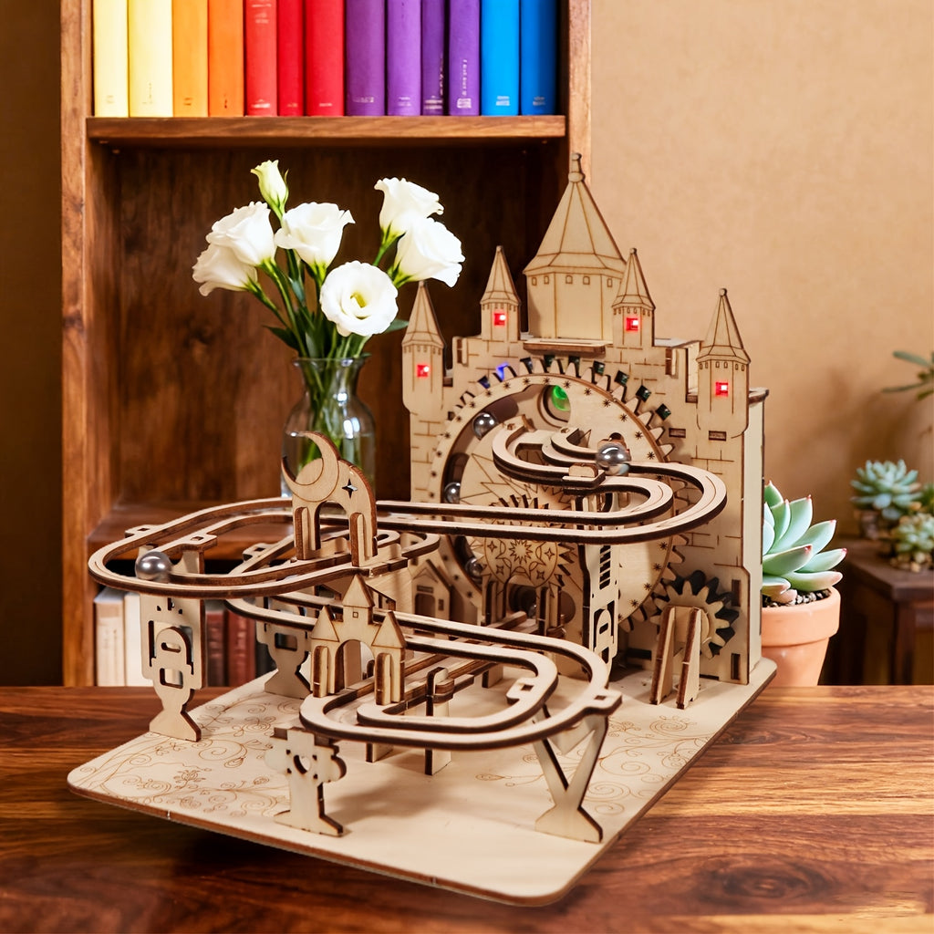 3D Electric Marble Run Puzzle Handmade Logic Construction Set Educational Craft for Logical Thinking Development