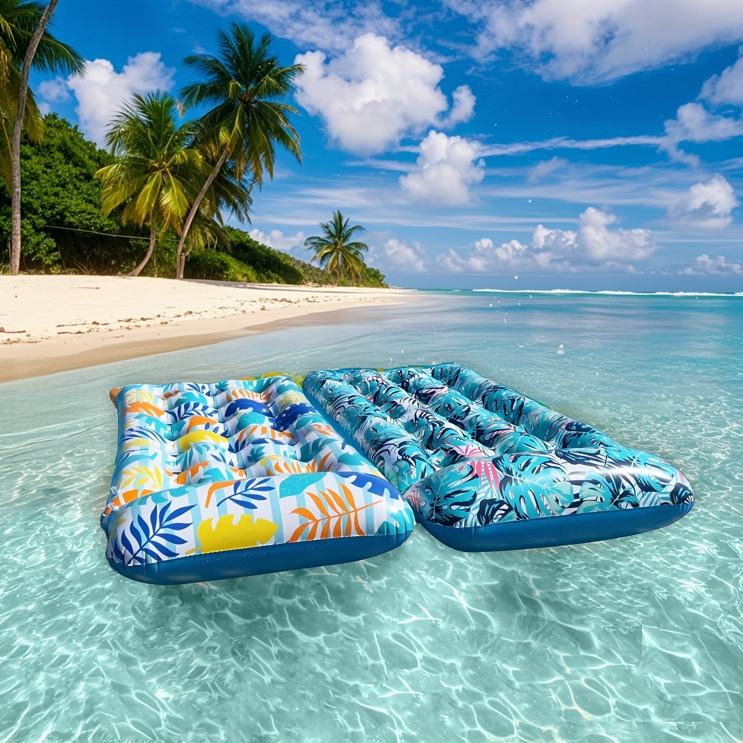 2-Pack Inflatable Pool Float Lounge - Floaties Rafts for Adults Floating Lounger Suntanning Floats Cool Water Floaty Swimming Lake Beach Party Toys, Give Two Cup Holders As A Gift