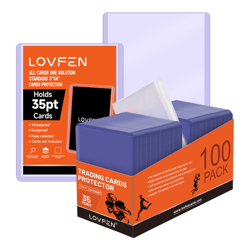 LOVFEN 100/200/500/1000/2000 Ct 3"x4" Top Loads for Cards - 35pt Premium Hard Plastic Card Protectors, Plastic Card Sleeves, for Trading Baseball Game Sports Collectible Card (1000ct Topload + 1000pcs Penny Sleeves)