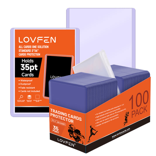LOVFEN 100/200/500/1000/2000 Ct 3"x4" Top Loads for Cards - 35pt Premium Hard Plastic Card Protectors, Plastic Card Sleeves, for Trading Baseball Game Sports Collectible Card (1000ct Topload + 1000pcs Penny Sleeves)