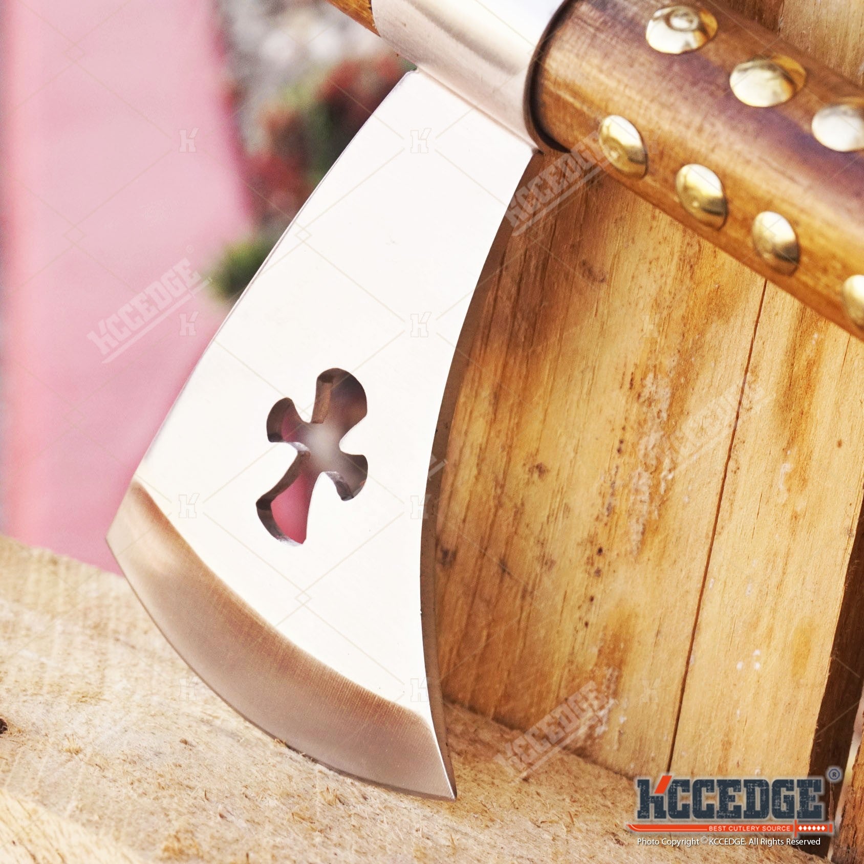 19" Native American Indian Hatchet Tomahawk w/ Non-Functional Peace Pipe Southwestern Style Replica Axe Display with Stainless Steel Bowl & Wooden Handle - Wrapped Shaft with Feather & Brass Accents - Decorative Hatchet Collectible for Western Decor & Cul