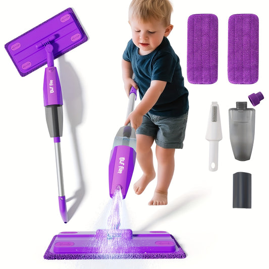 Mini Kids Spray Mop, Kids Mop Toys with Real Water Sprayer, Set Toy for Floor, Christmas Birthday Gifts for Boys And Girls Age 3 4 5 6, Purple,, Playful Cleaning Tool, Colorful Mop Set, Safe for Toddlers, Lightweight Mop