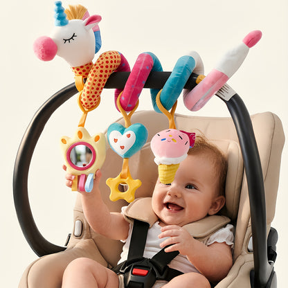 Car Seat Toys for Youngsters 0-6 Months Girl - Youngsters Toys 3-6 Months - Rattle, Mirror, Crinkle, Squeaky Carseat Stroller Toys 0-6 Months Developmental Youngsters Youngsters Girl Gifts