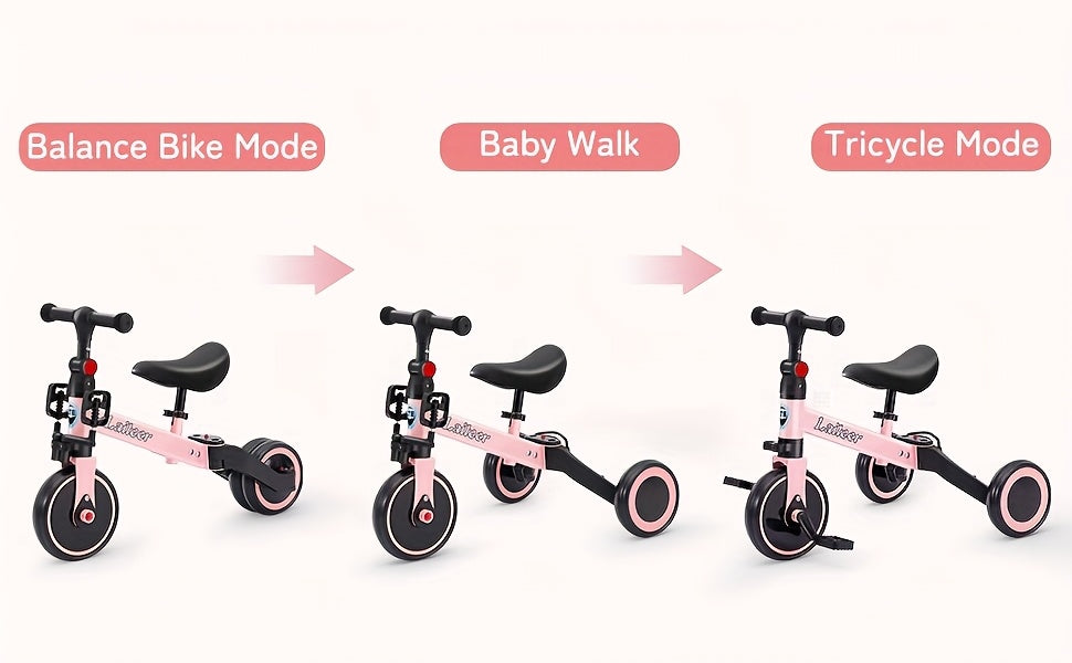 [3-In-1 Bike & Trike] Winfire 3-In-1 Toddler Balance Bike And Convertible Trike for Kids 2, Adjustable Bike with Foldable Rear Wheels, Removable Pedals, Kids Tricycle And Balance Bike Combo