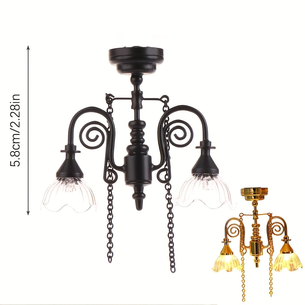 Miniature LED Ceiling Lamp for Dollhouse, Tiny Working Chandelier for Scale Models, Doll House DIY Decoration, Sand Table  Lights, Miniature Luminous Ceiling Lamp