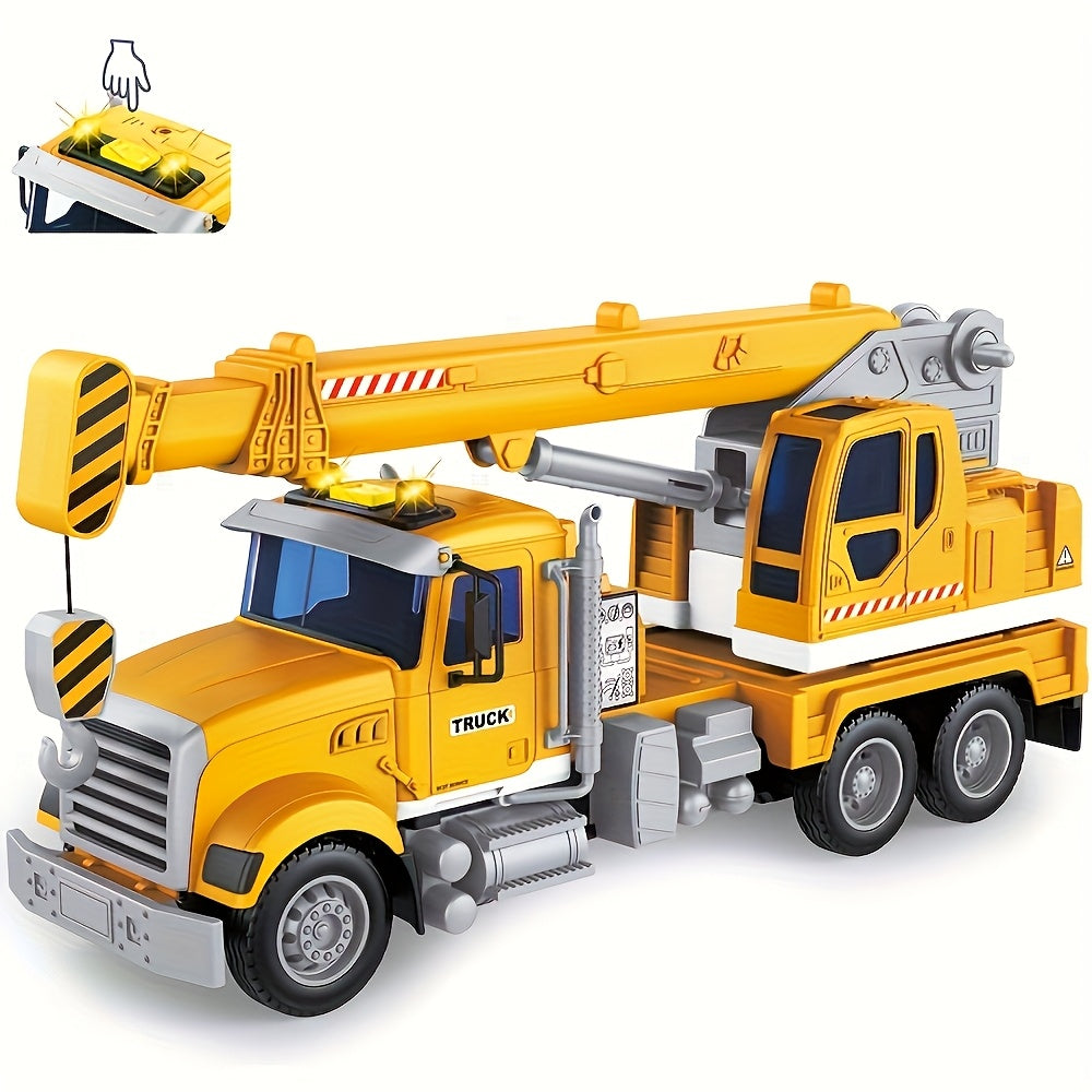 Kids Toys for 3 4 5 6 Boys, 13"Tow Truck Toy, Friction Powered Transport Truck Crane Toy with Lights And Sounds, Birthday Gifts for Boy Child