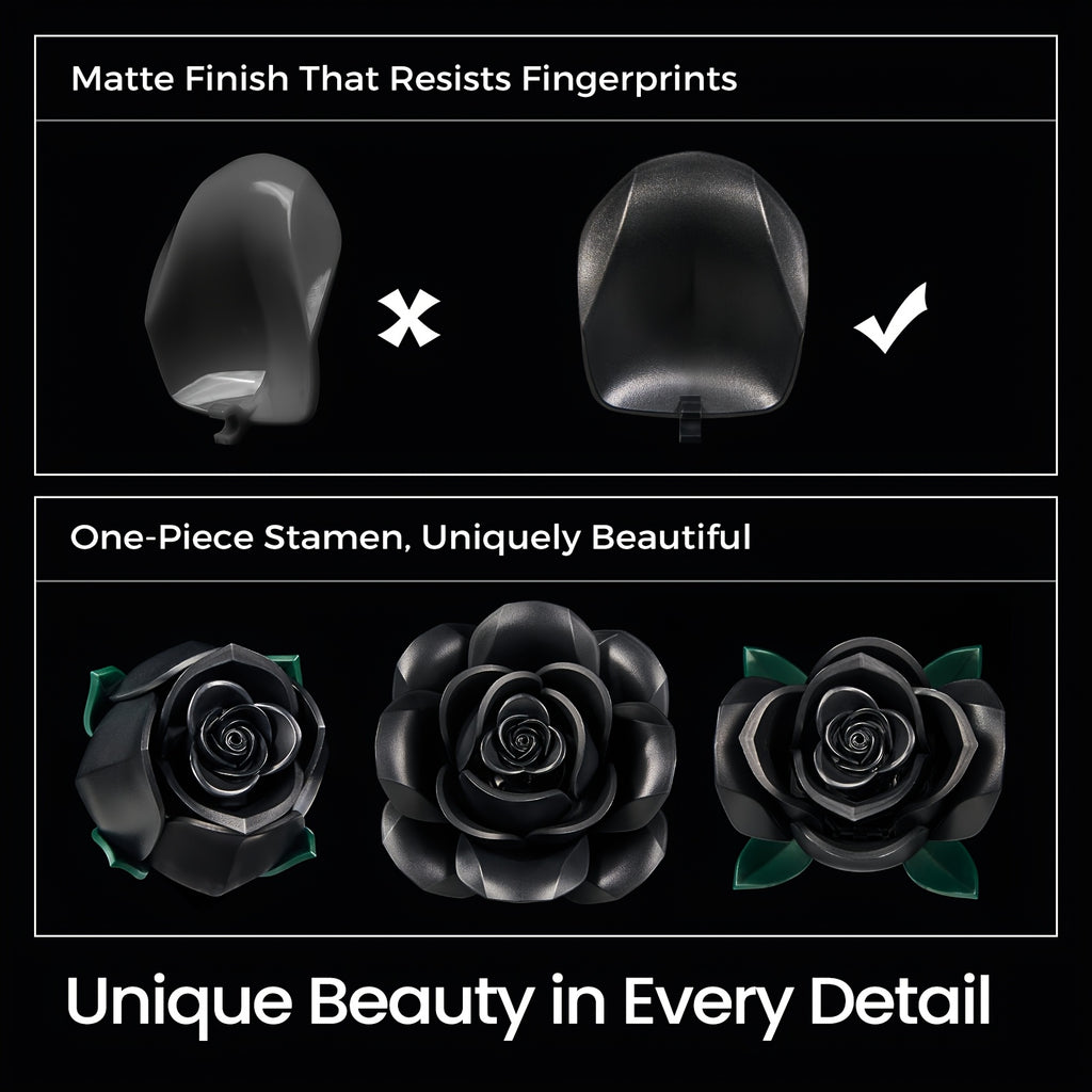 Special Party Gift Gothic Black Rose Flower Artificial Flower Art Piece Background Bouquet Building Set 3 Rose Building Pieces Set 152pcs