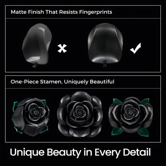 Special Party Gift Gothic Black Rose Flower Artificial Flower Art Piece Background Bouquet Building Set 3 Rose Building Pieces Set 152pcs